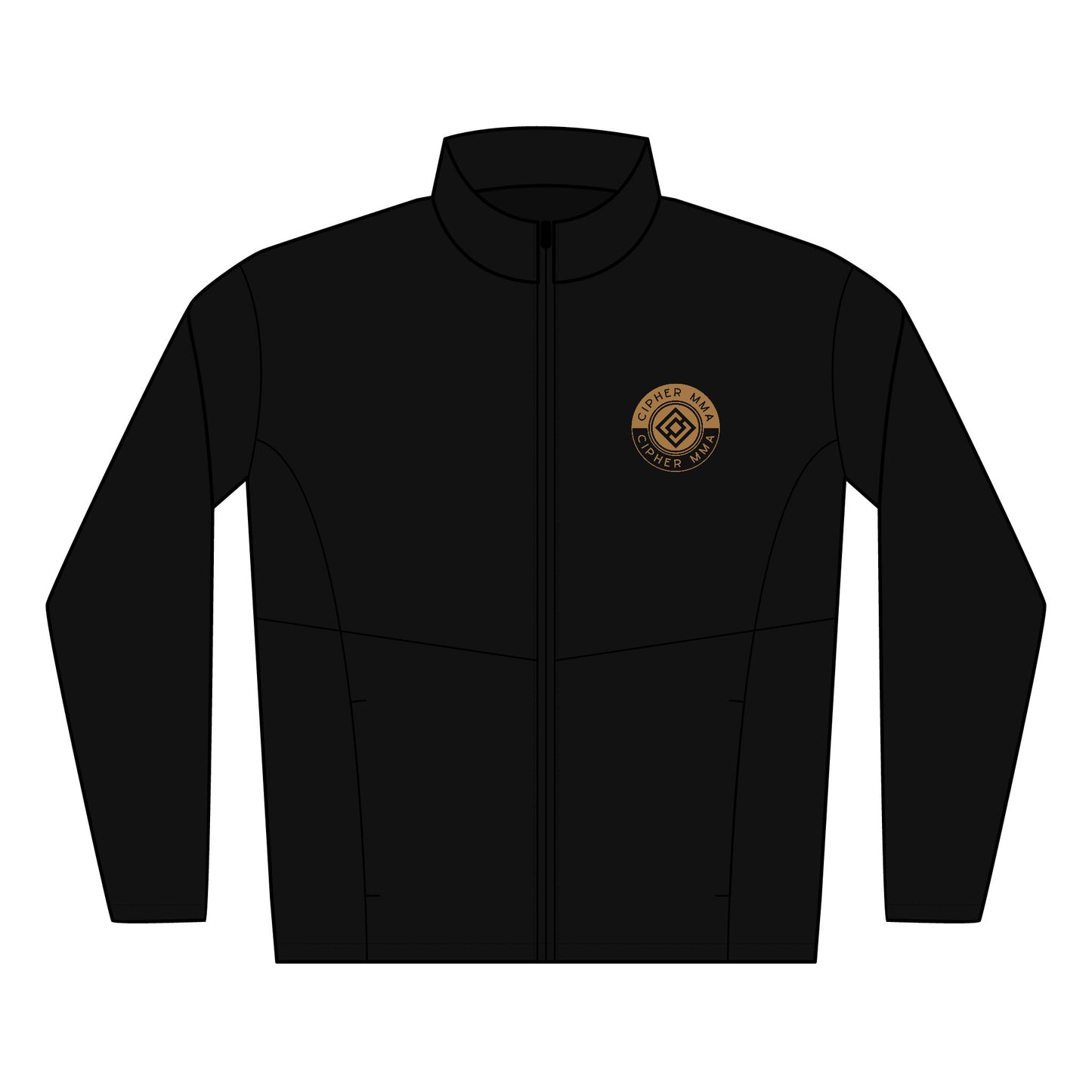 Embroidered Men's Soft Shell Jacket — Gold Cipher Logo