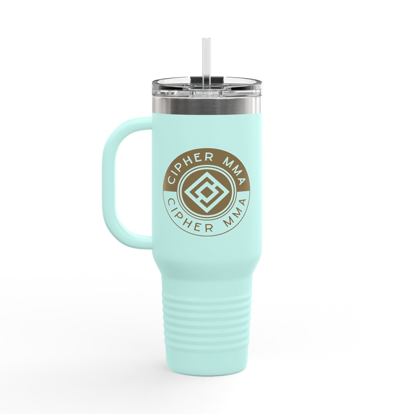Cipher MMA 40oz Insulated Travel Mug — Large Stainless Steel Tumbler with Handle & Straw
