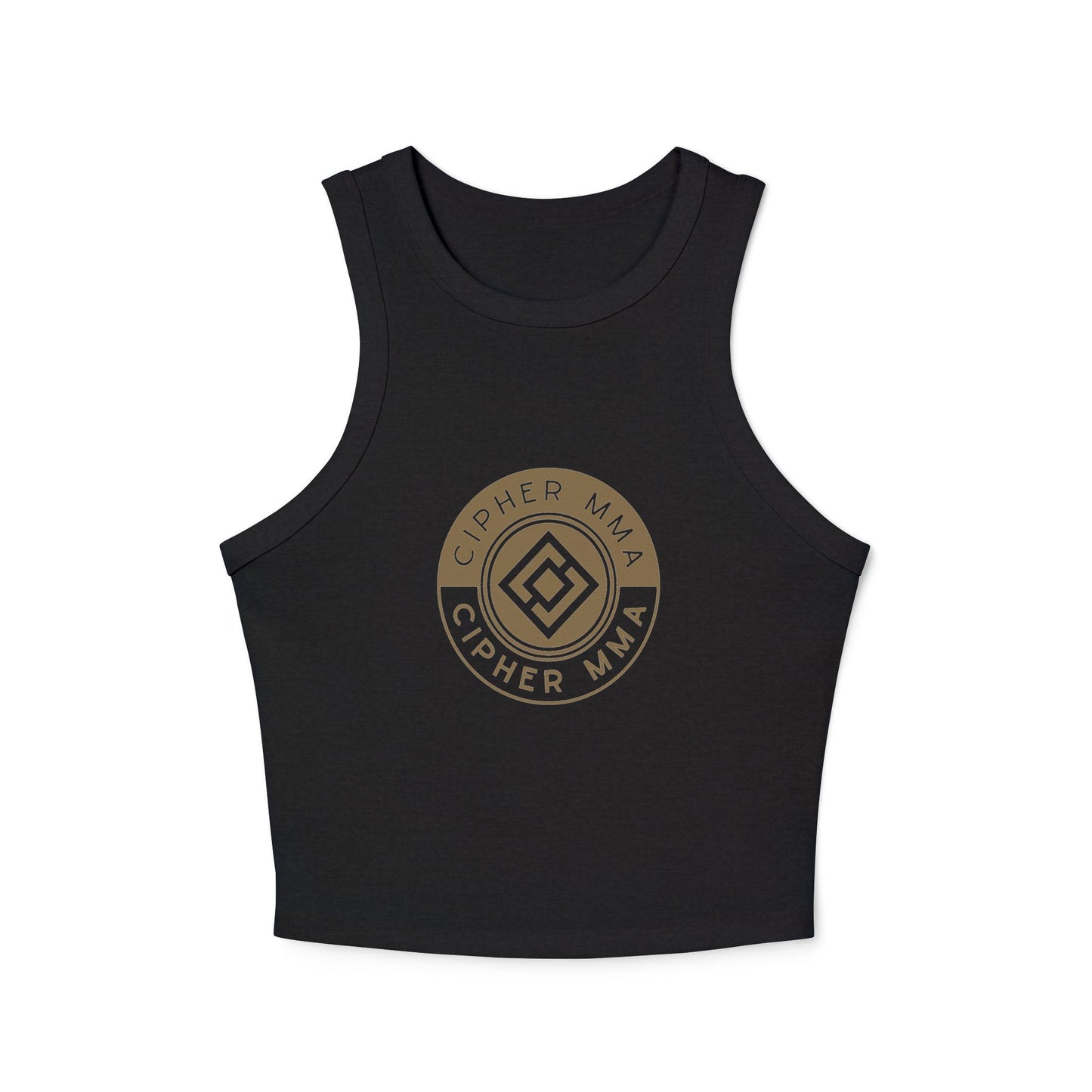 Cipher MMA Women's Racer Tank Top — Crop Fitness Tank with Gold Logo