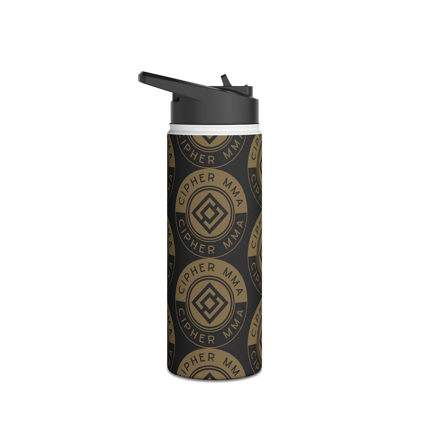 Cipher MMA Stainless Steel Water Bottle — Insulated Sports Bottle with Logo Pattern