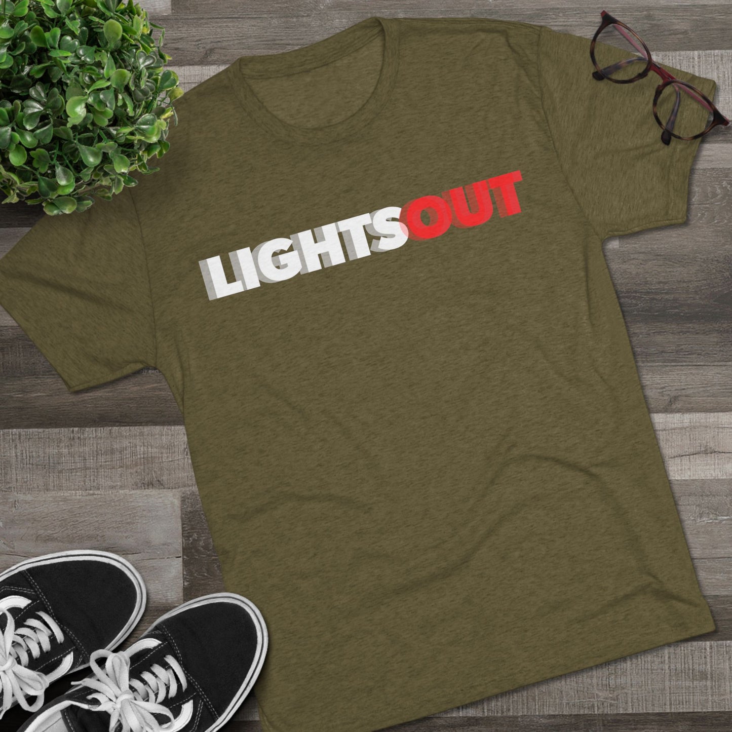 Lights Out Crew Tee (Seeing Double) — Retro Bold Logo T-Shirt