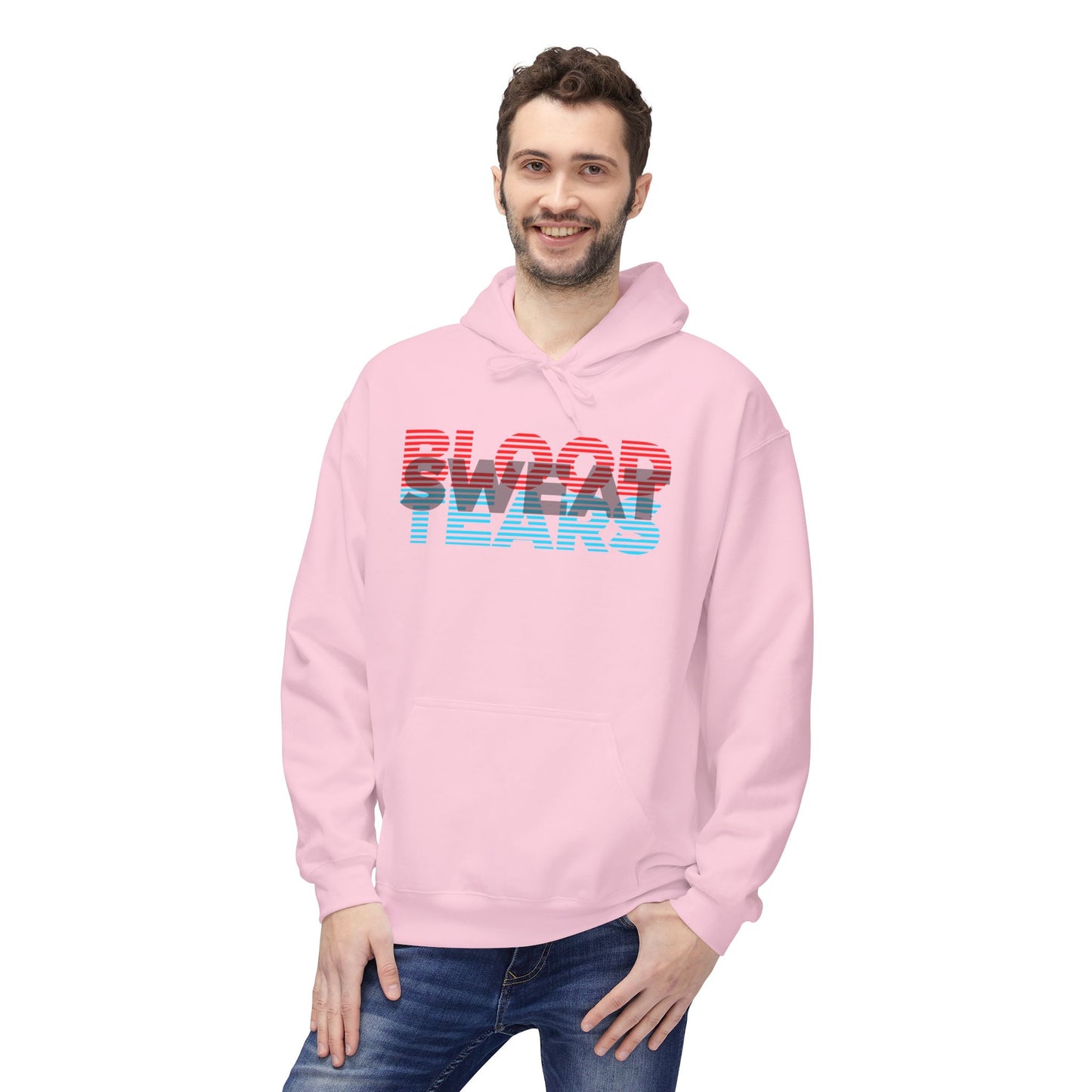 Blood, Sweat, & Tears Retro Surf Hoodie — Vintage 3D Stripe Graphic Hoodie