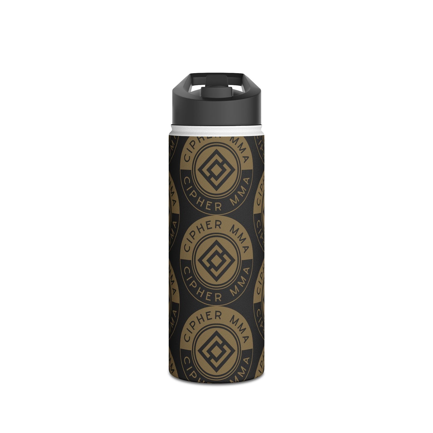 Cipher MMA Stainless Steel Water Bottle — Insulated Sports Bottle with Logo Pattern