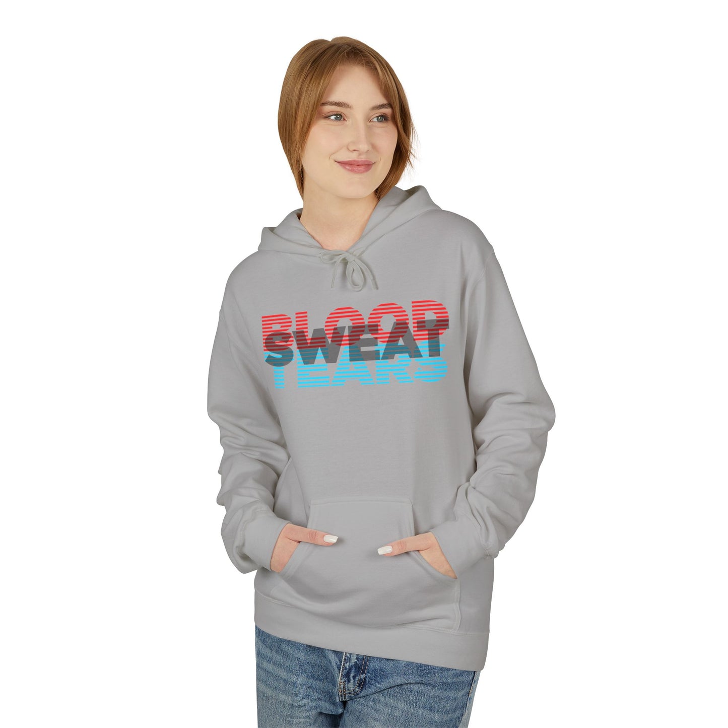 Blood, Sweat, & Tears Retro Surf Hoodie — Vintage 3D Stripe Graphic Hoodie
