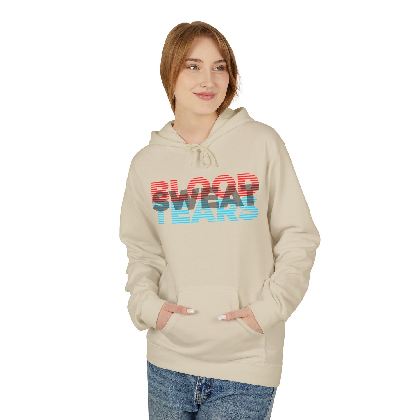 Blood, Sweat, & Tears Retro Surf Hoodie — Vintage 3D Stripe Graphic Hoodie
