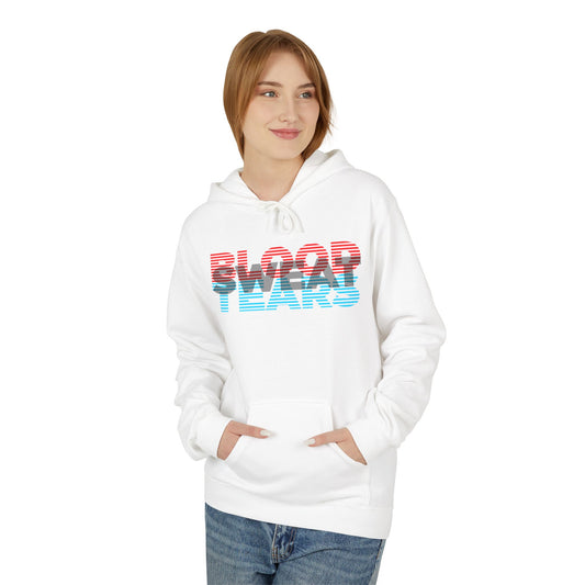 Blood, Sweat, & Tears Retro Surf Hoodie — Vintage 3D Stripe Graphic Hoodie