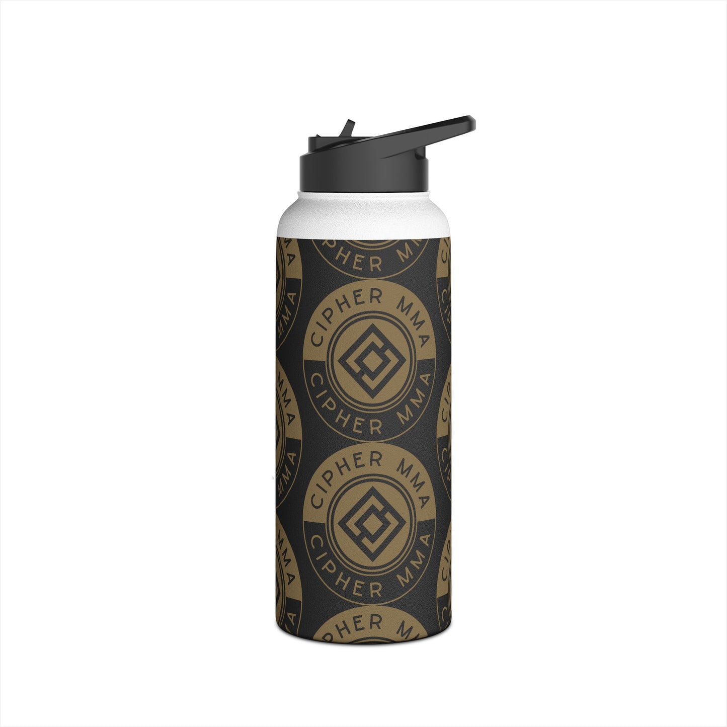 Cipher MMA Stainless Steel Water Bottle — Insulated Sports Bottle with Logo Pattern