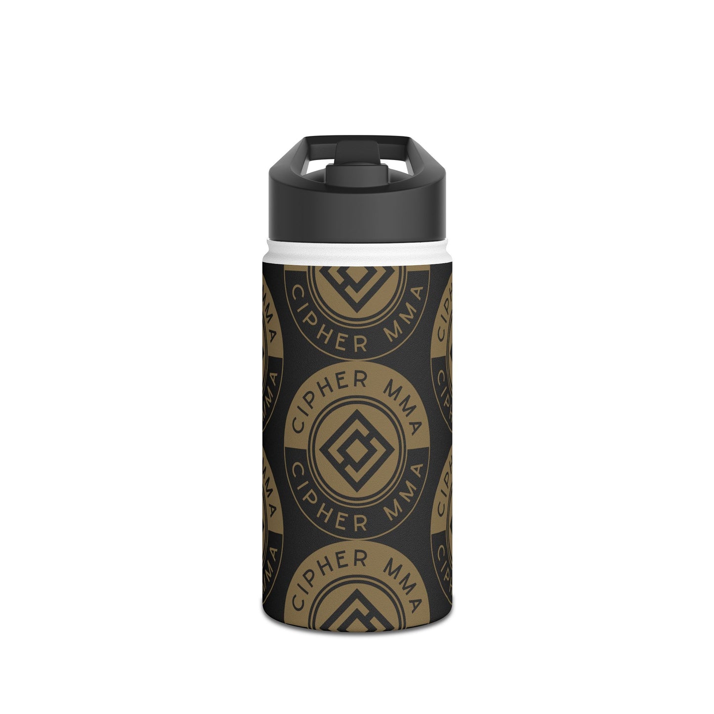 Cipher MMA Stainless Steel Water Bottle — Insulated Sports Bottle with Logo Pattern