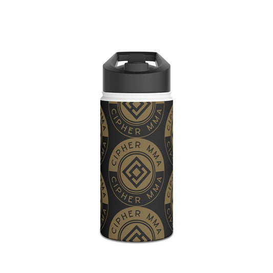 Cipher MMA Stainless Steel Water Bottle — Insulated Sports Bottle with Logo Pattern