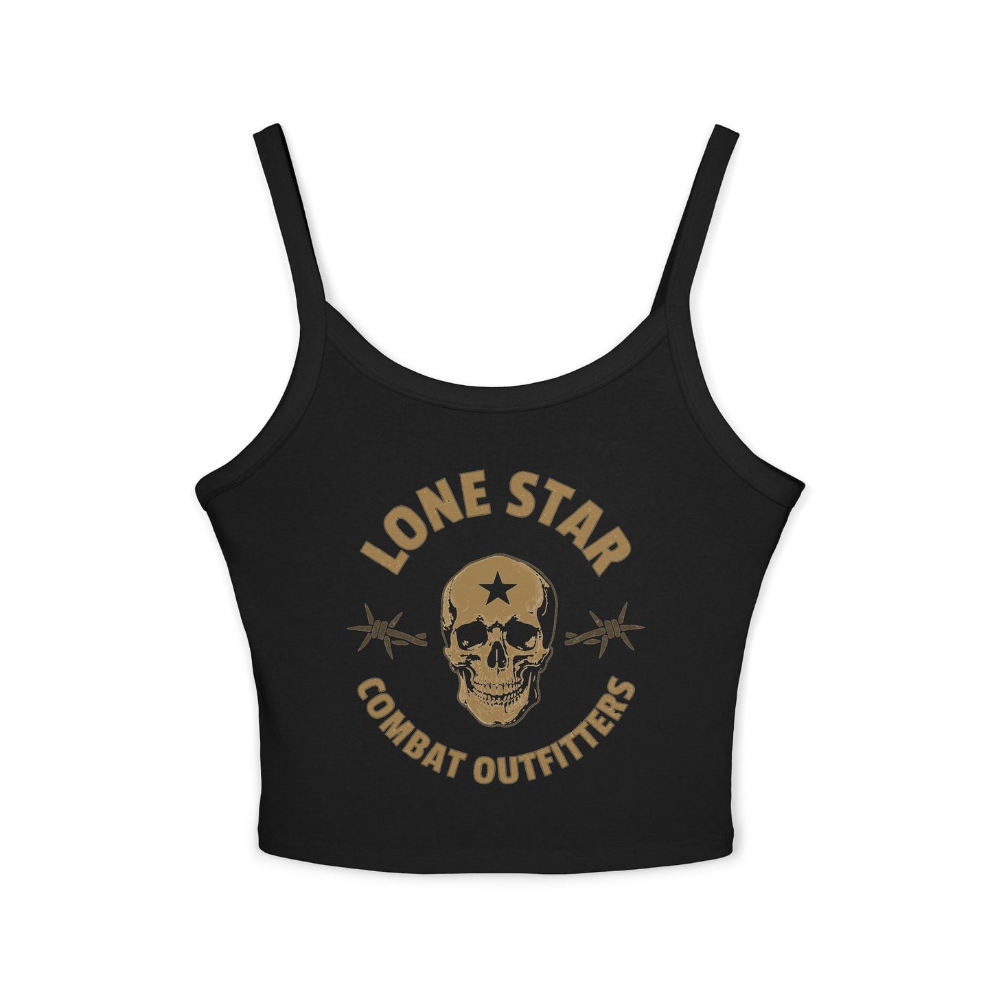Skull Lone Star Crop Tank — Women's Spaghetti Strap Tank Top