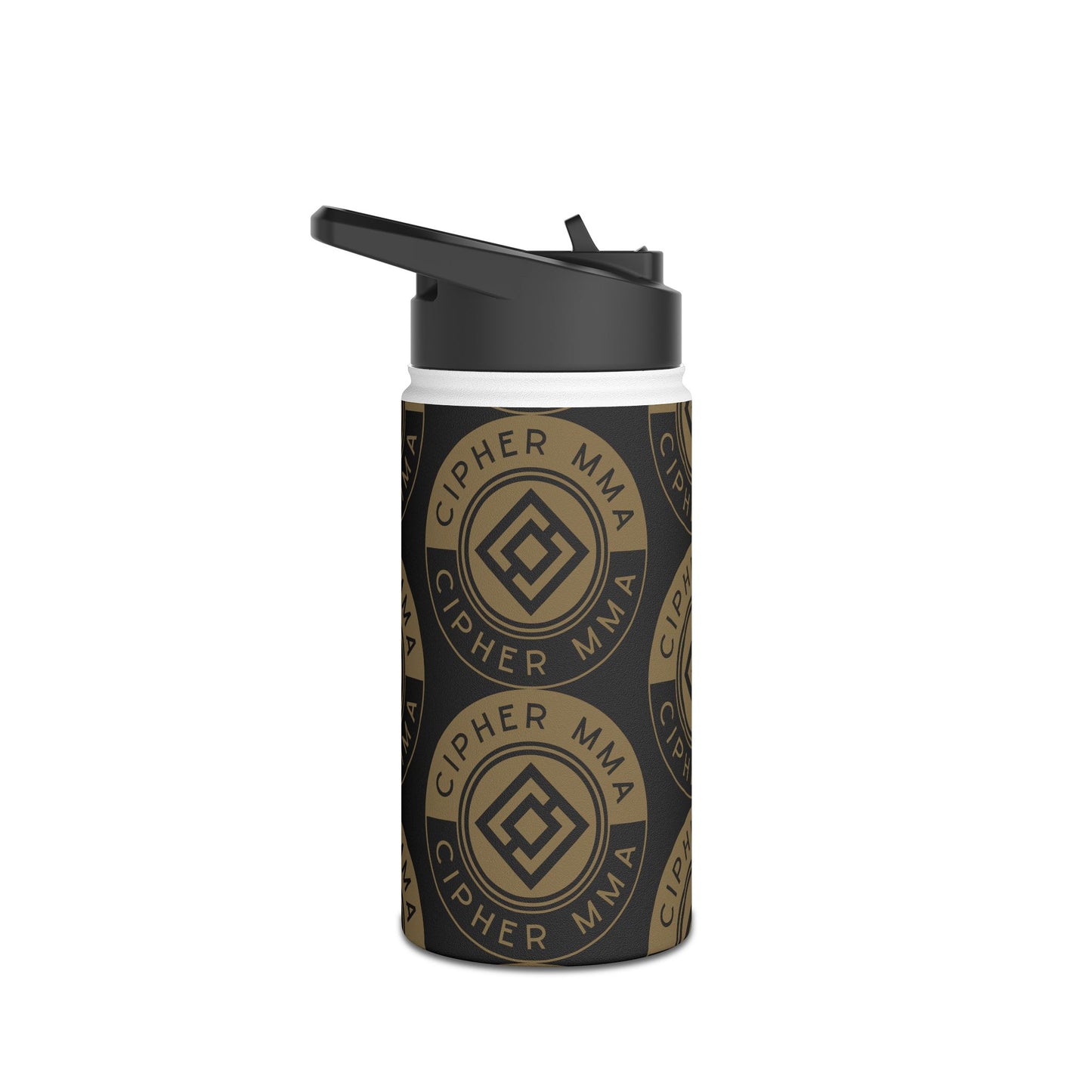Cipher MMA Stainless Steel Water Bottle — Insulated Sports Bottle with Logo Pattern