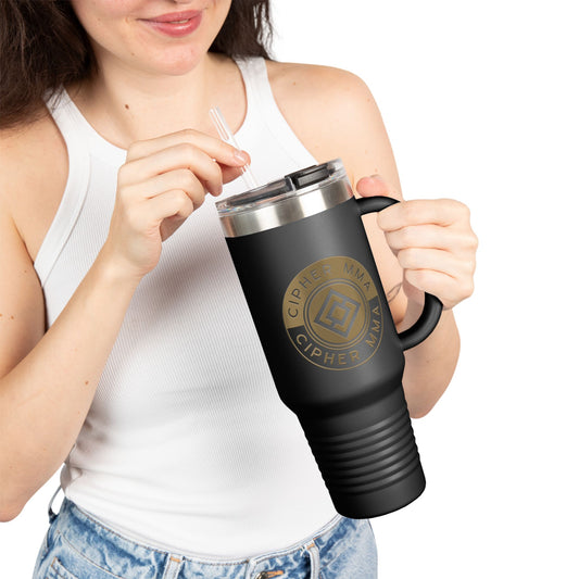 Cipher MMA 40oz Insulated Travel Mug — Large Stainless Steel Tumbler with Handle & Straw