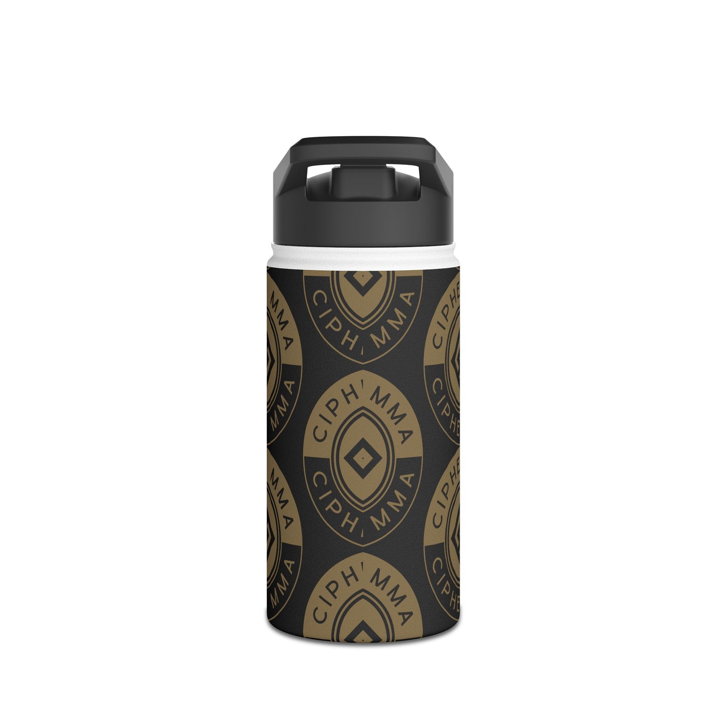 Cipher MMA Stainless Steel Water Bottle — Insulated Sports Bottle with Logo Pattern