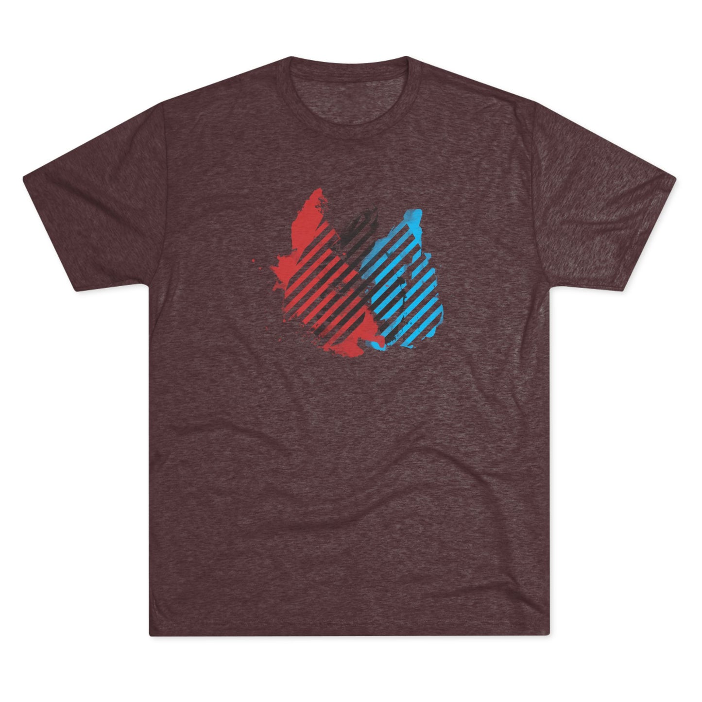 Butterfly Split Fade Blood, Sweat, & Tears Graphic Tee — Red Black & Blue Striped Design