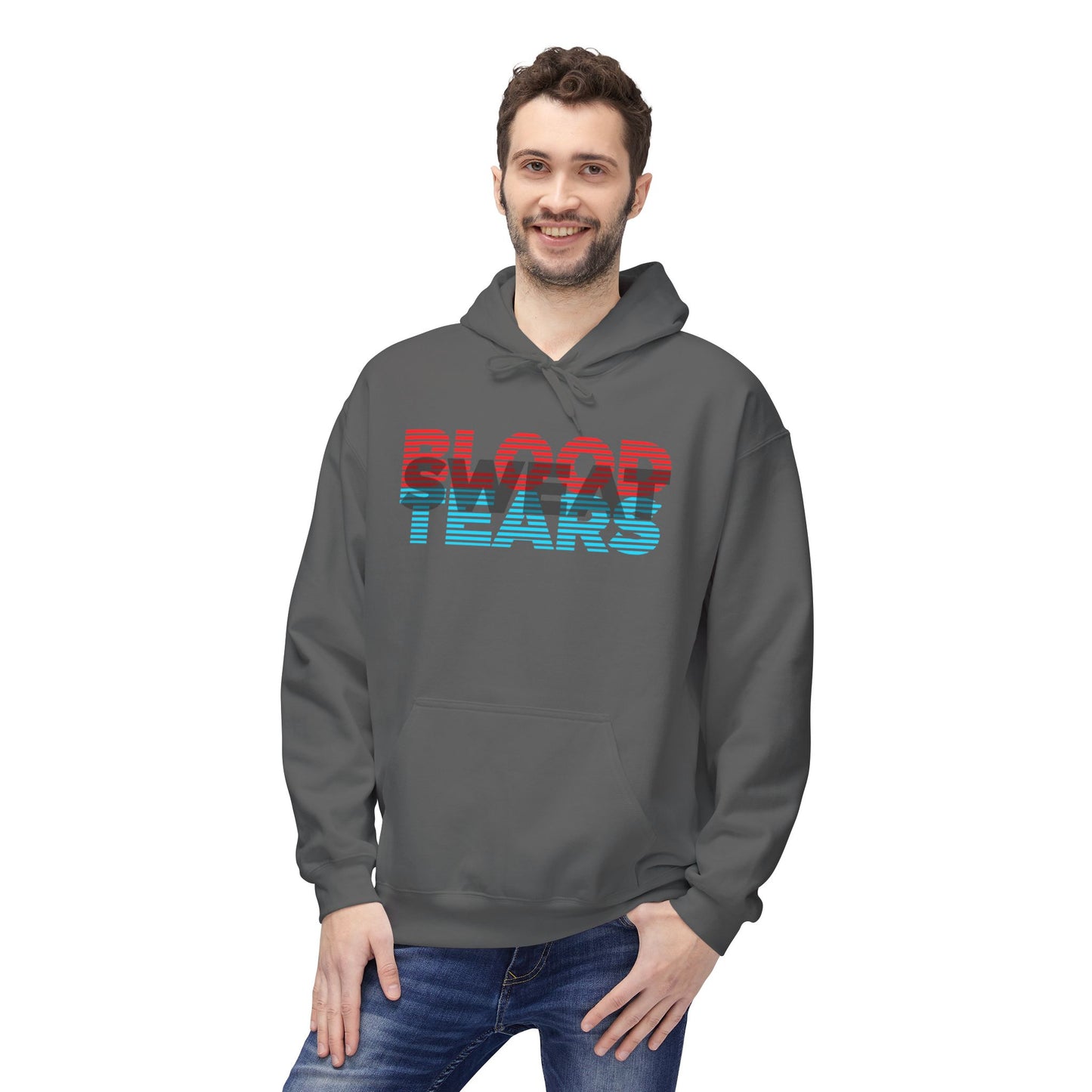 Blood, Sweat, & Tears Retro Surf Hoodie — Vintage 3D Stripe Graphic Hoodie