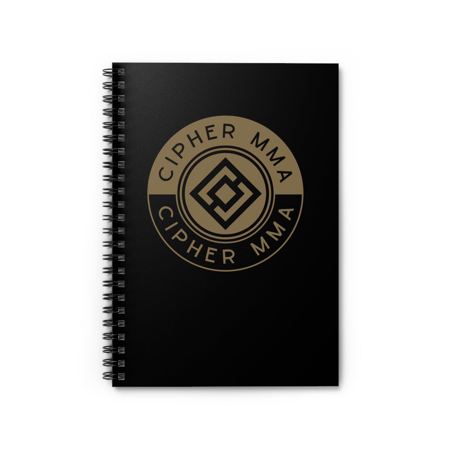 Cipher MMA Spiral Notebook — Black Ruled Journal with Gold Logo