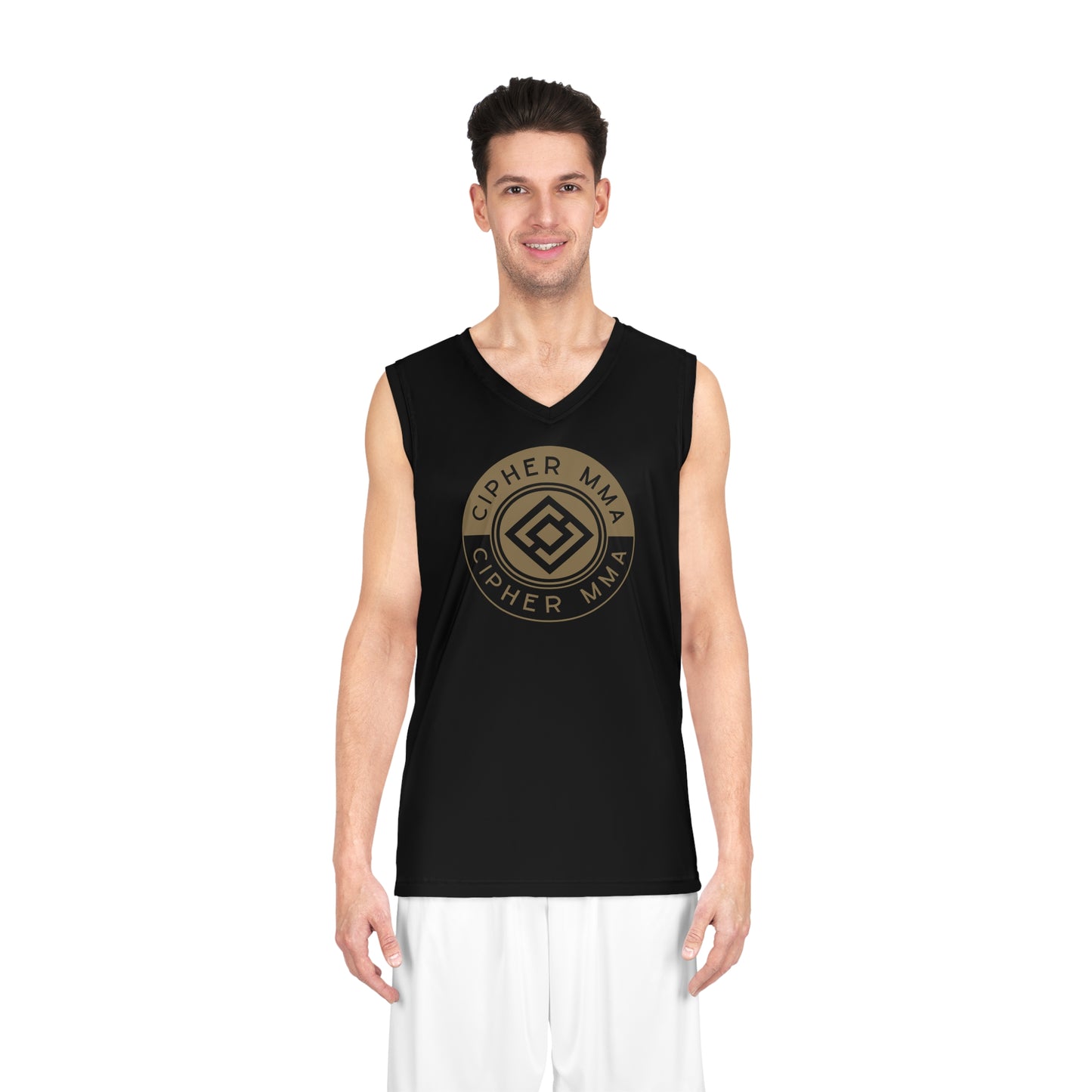 Cipher MMA Logo Basketball Jersey — Black Performance Tank