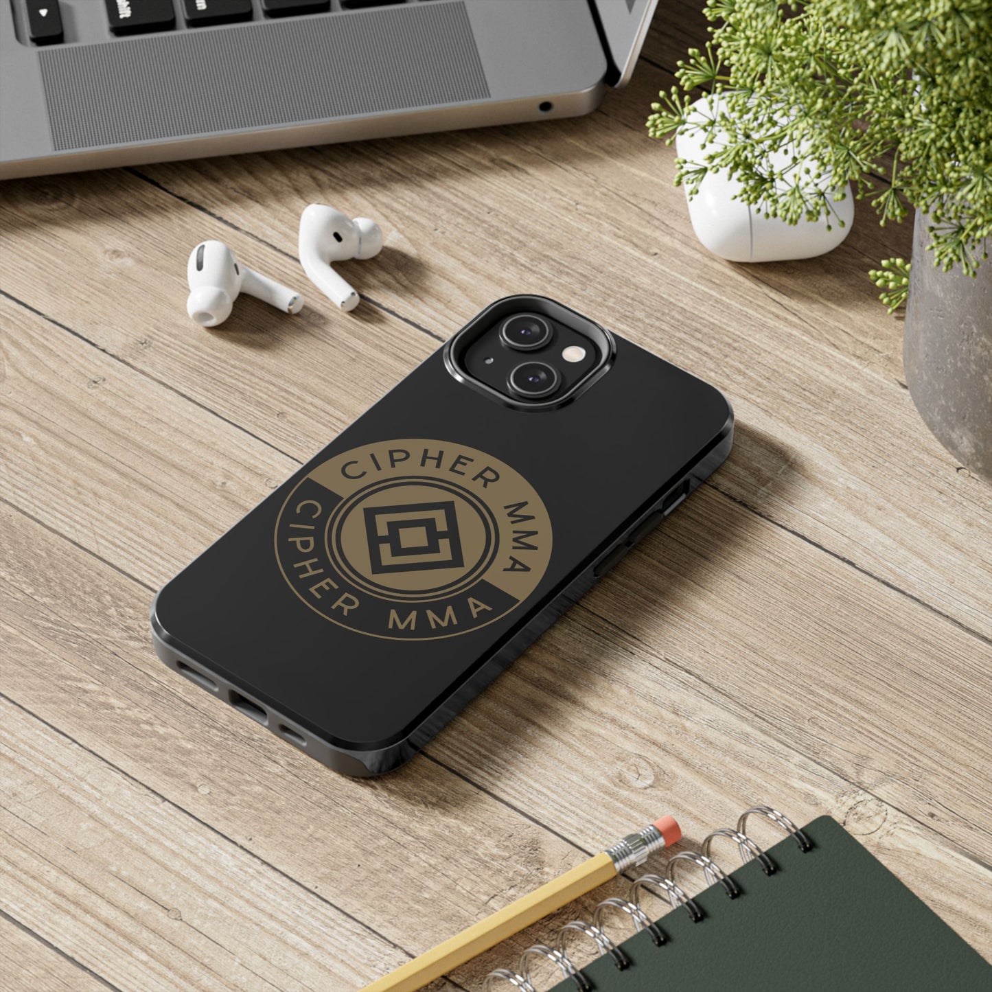 Cipher MMA Tough Phone Case — Black Protective Phone Cover with Gold Logo