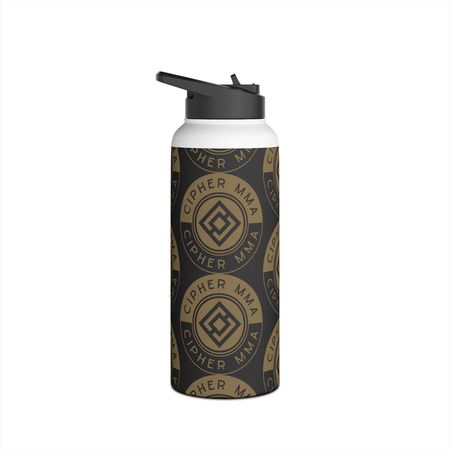 Cipher MMA Stainless Steel Water Bottle — Insulated Sports Bottle with Logo Pattern