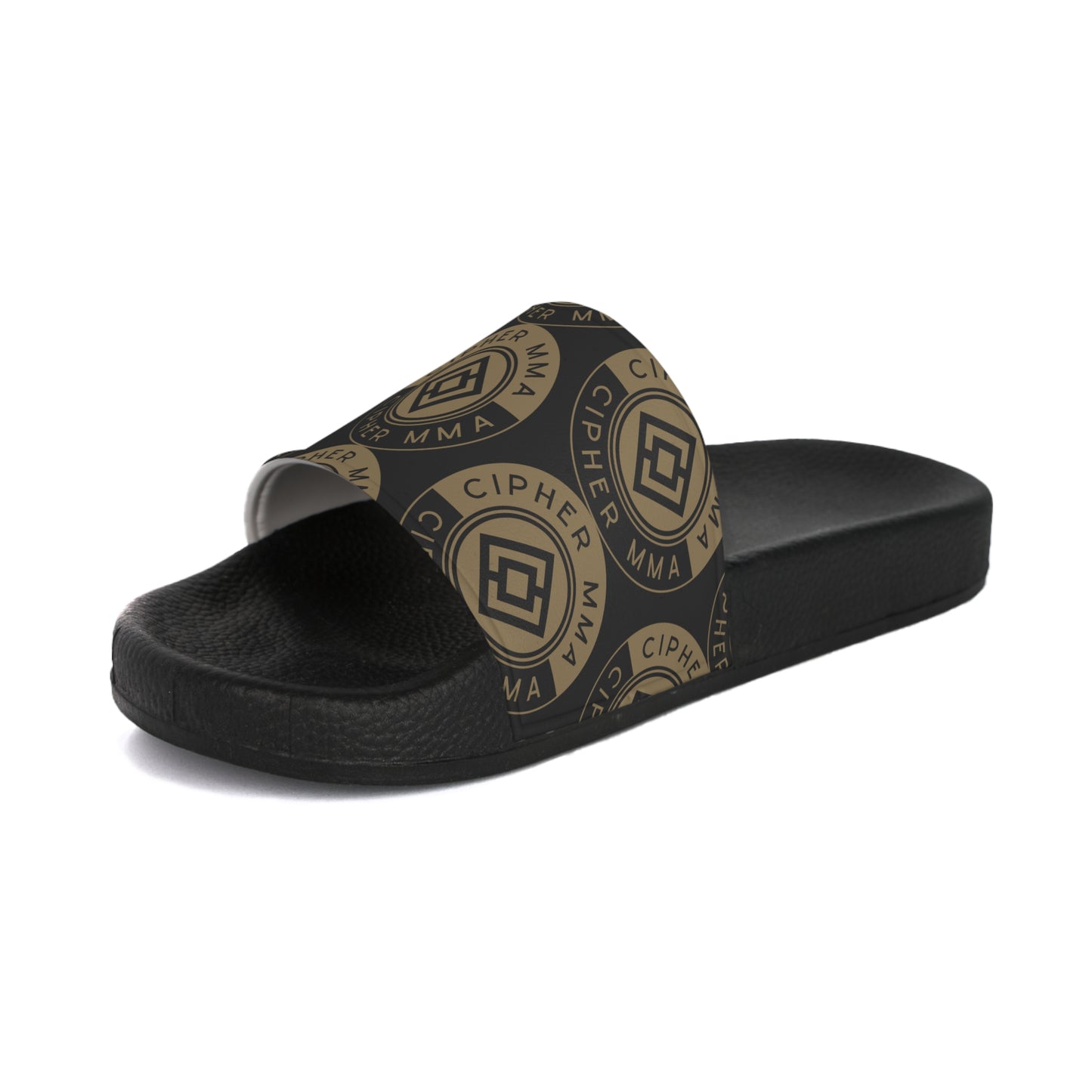 Cipher MMA Logo Slide Sandals — Men's Black Athletic Pool & Gym Slides