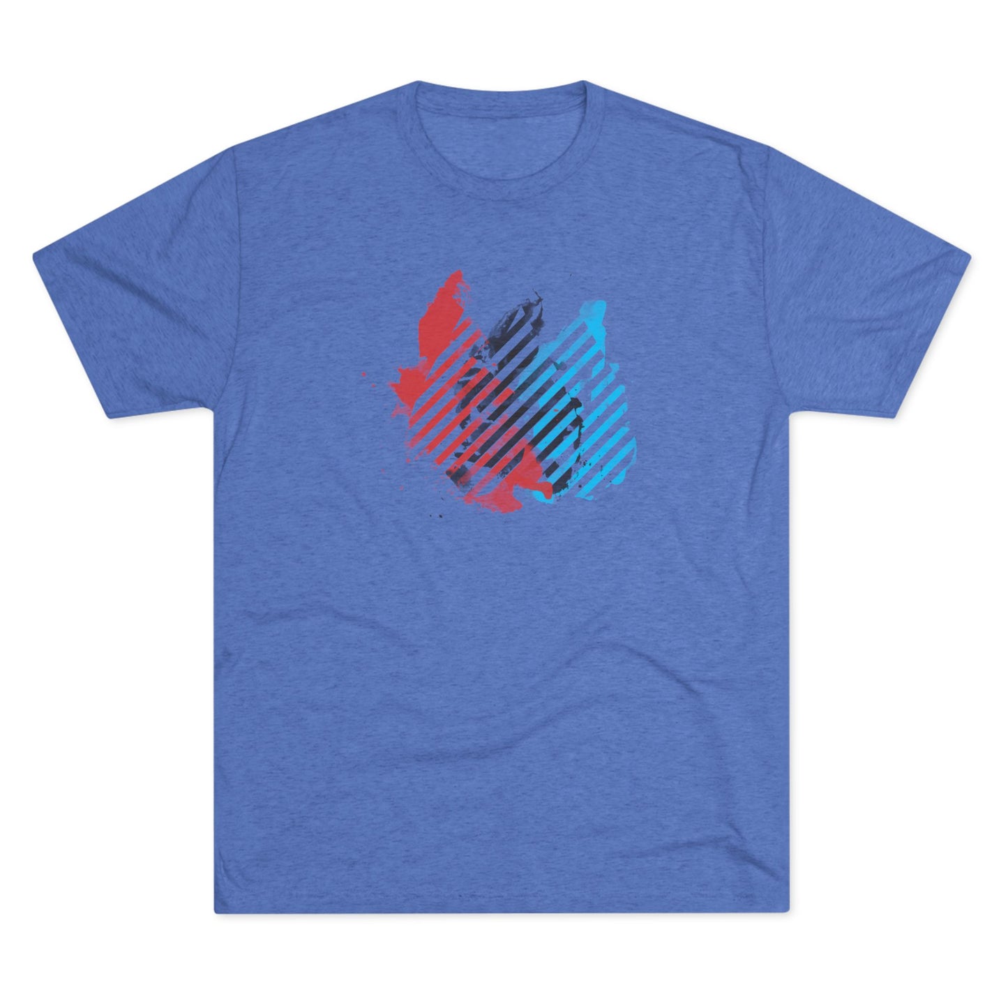 Butterfly Split Fade Blood, Sweat, & Tears Graphic Tee — Red Black & Blue Striped Design
