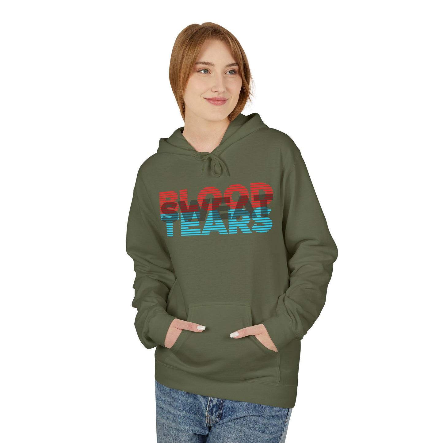 Blood, Sweat, & Tears Retro Surf Hoodie — Vintage 3D Stripe Graphic Hoodie