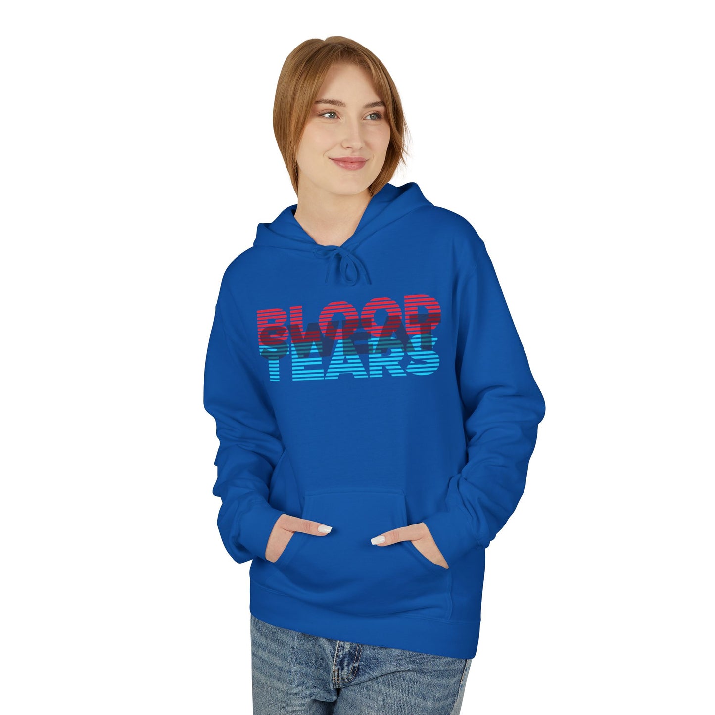 Blood, Sweat, & Tears Retro Surf Hoodie — Vintage 3D Stripe Graphic Hoodie