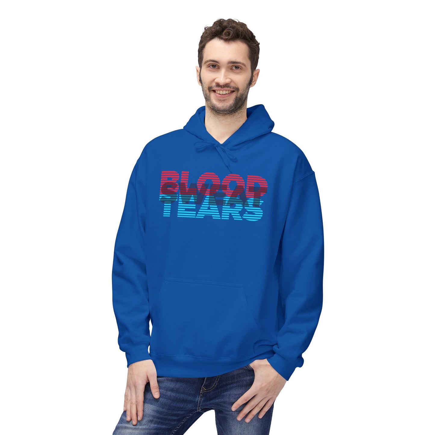 Blood, Sweat, & Tears Retro Surf Hoodie — Vintage 3D Stripe Graphic Hoodie