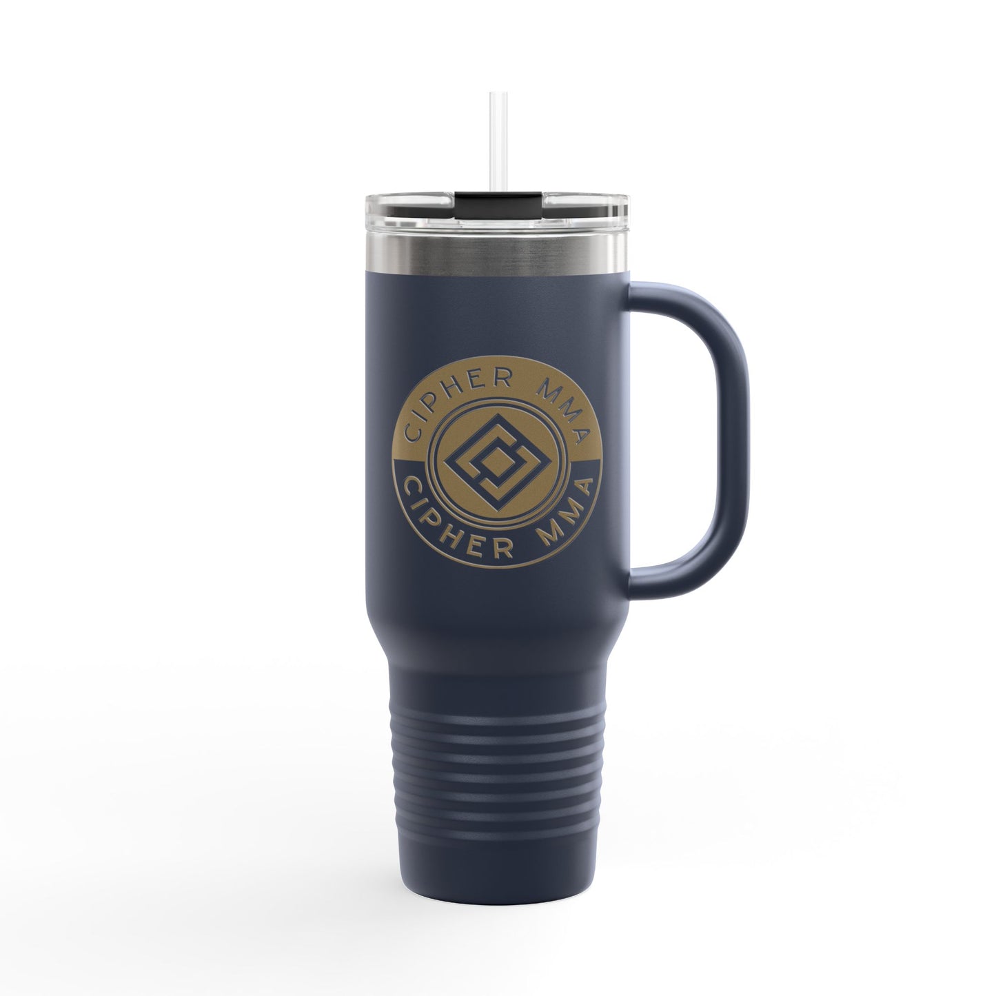 Cipher MMA 40oz Insulated Travel Mug — Large Stainless Steel Tumbler with Handle & Straw