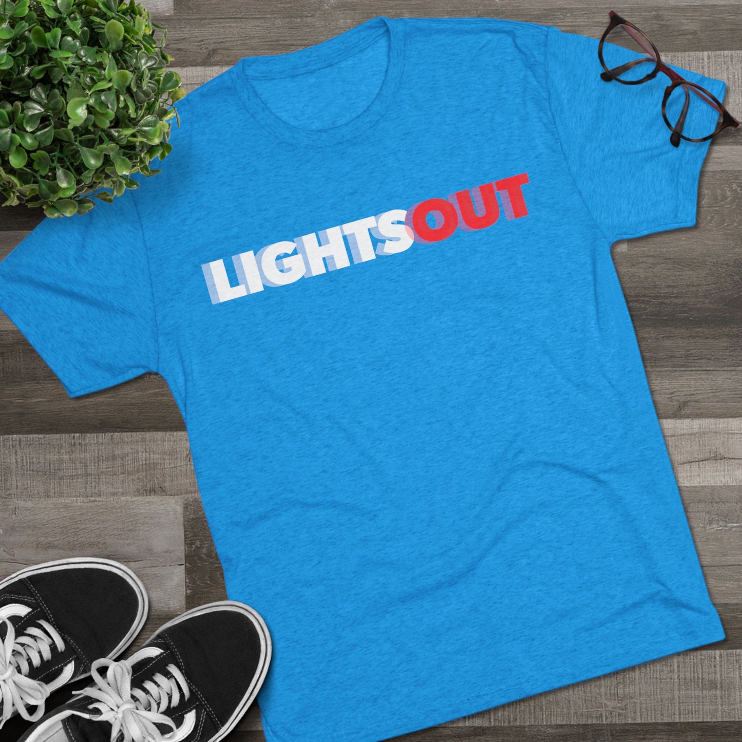 Lights Out Crew Tee (Seeing Double) — Retro Bold Logo T-Shirt