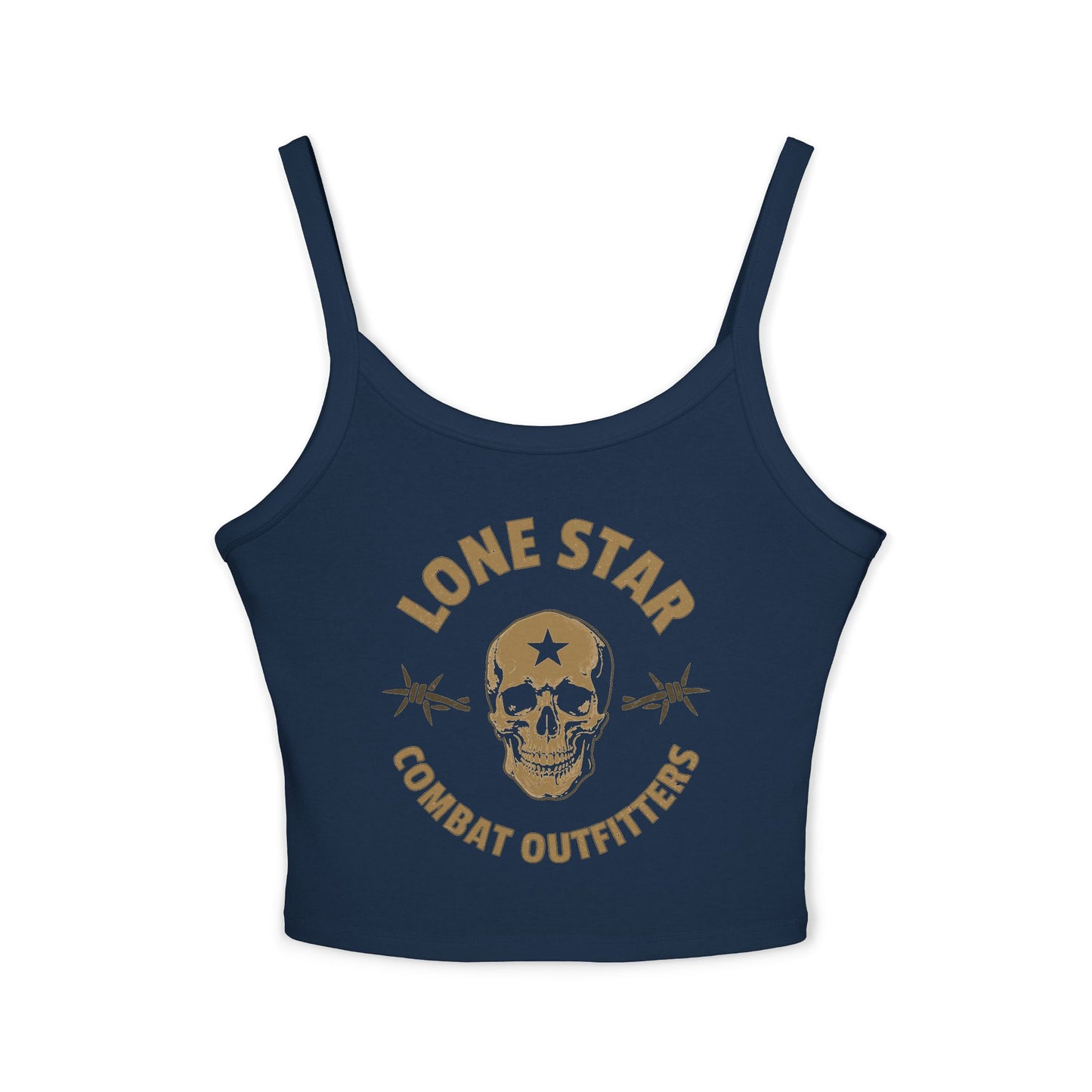 Skull Lone Star Crop Tank — Women's Spaghetti Strap Tank Top