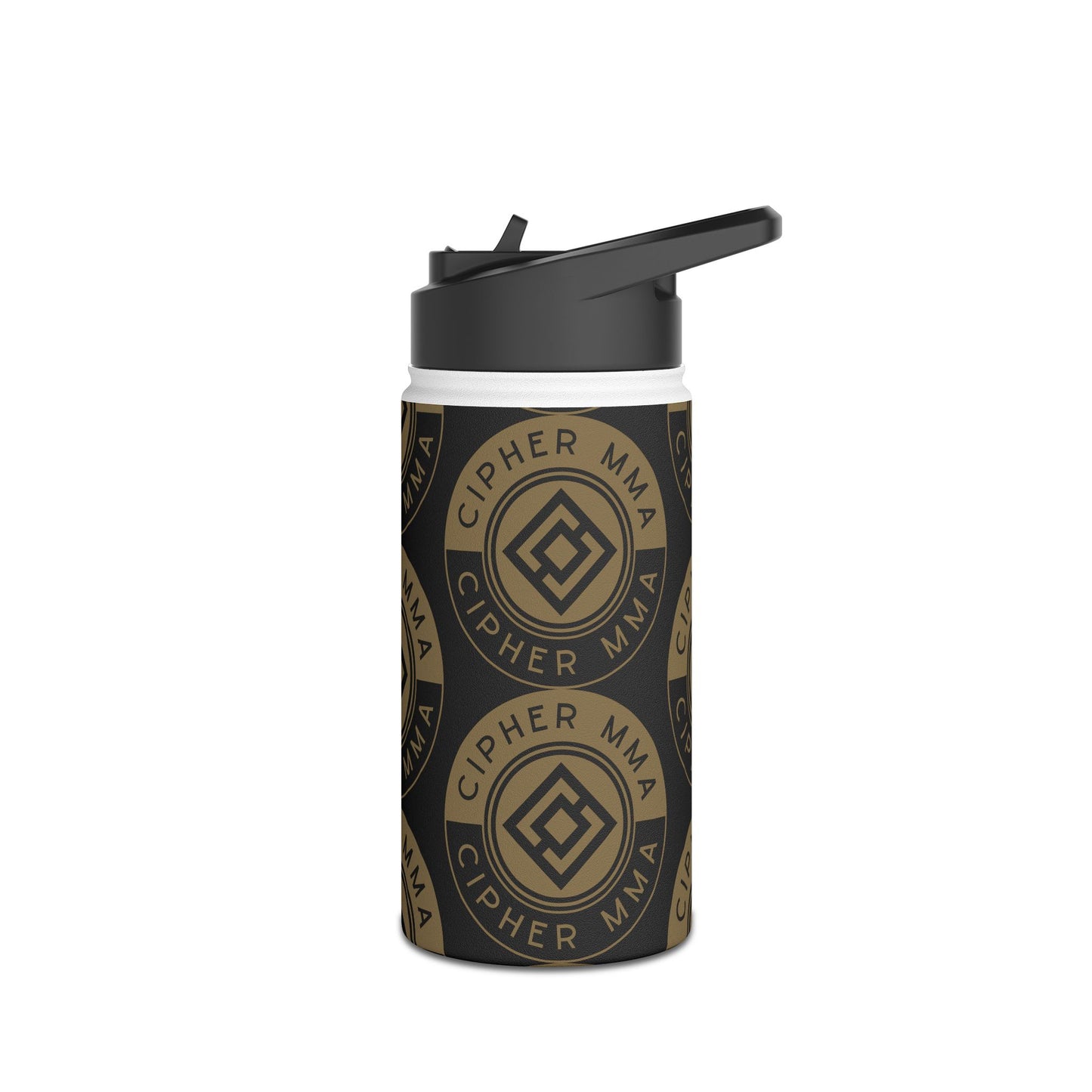 Cipher MMA Stainless Steel Water Bottle — Insulated Sports Bottle with Logo Pattern