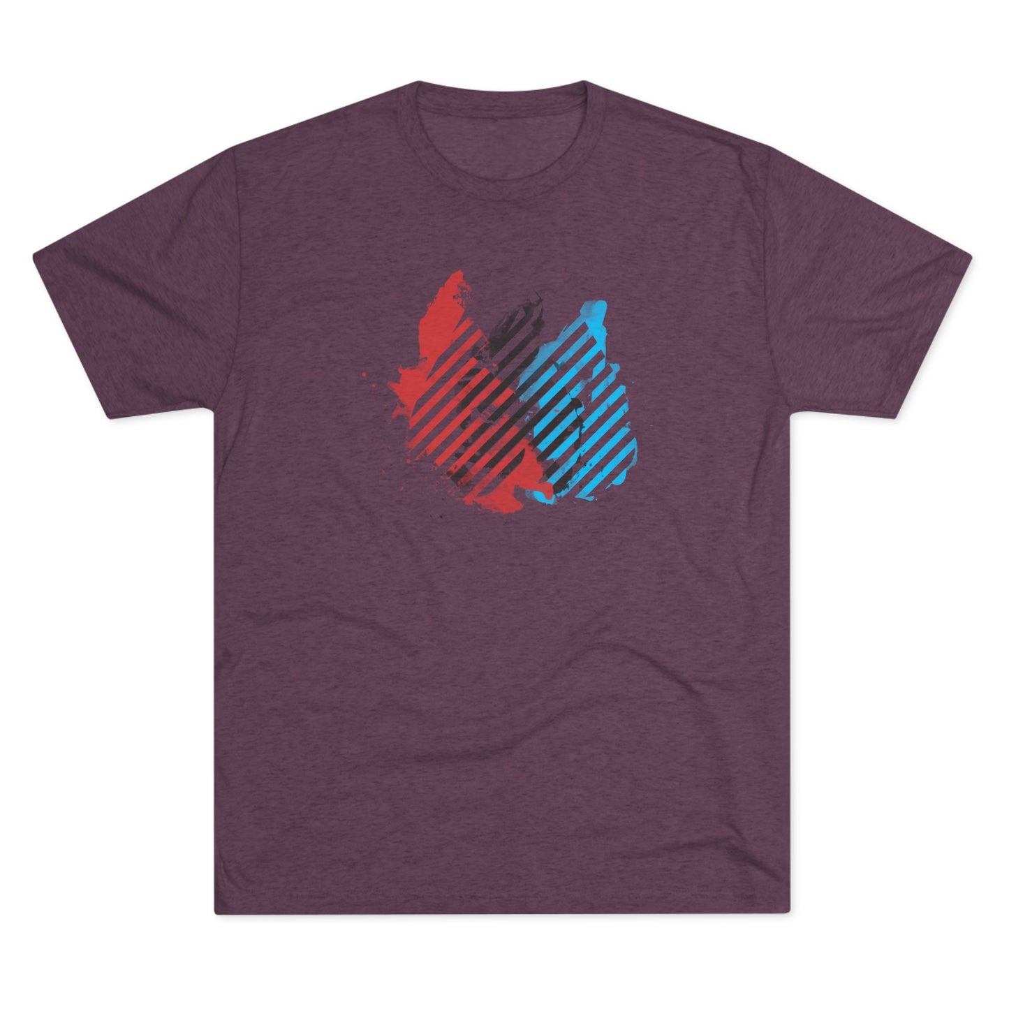 Butterfly Split Fade Blood, Sweat, & Tears Graphic Tee — Red Black & Blue Striped Design