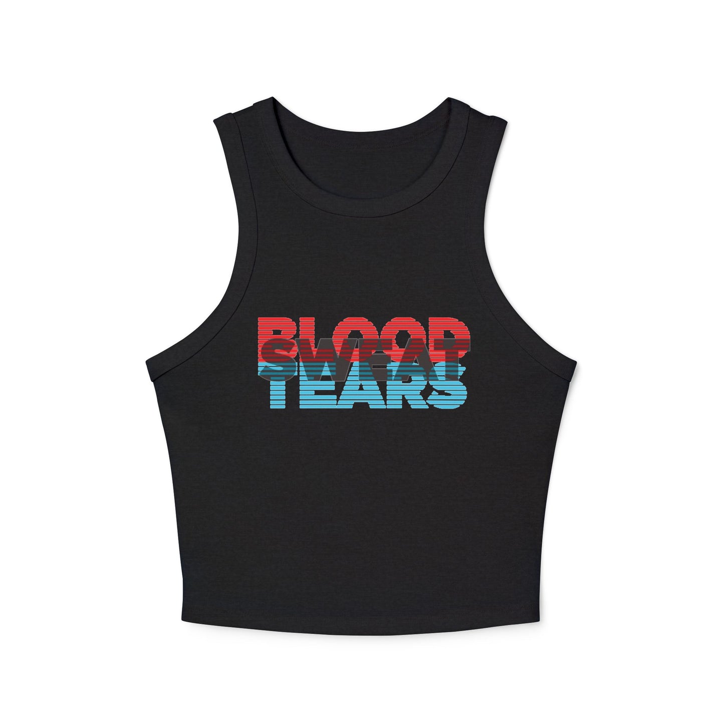 Blood Sweat & Tears Racer Tank Top — Retro Drip Graphic Crop Tank