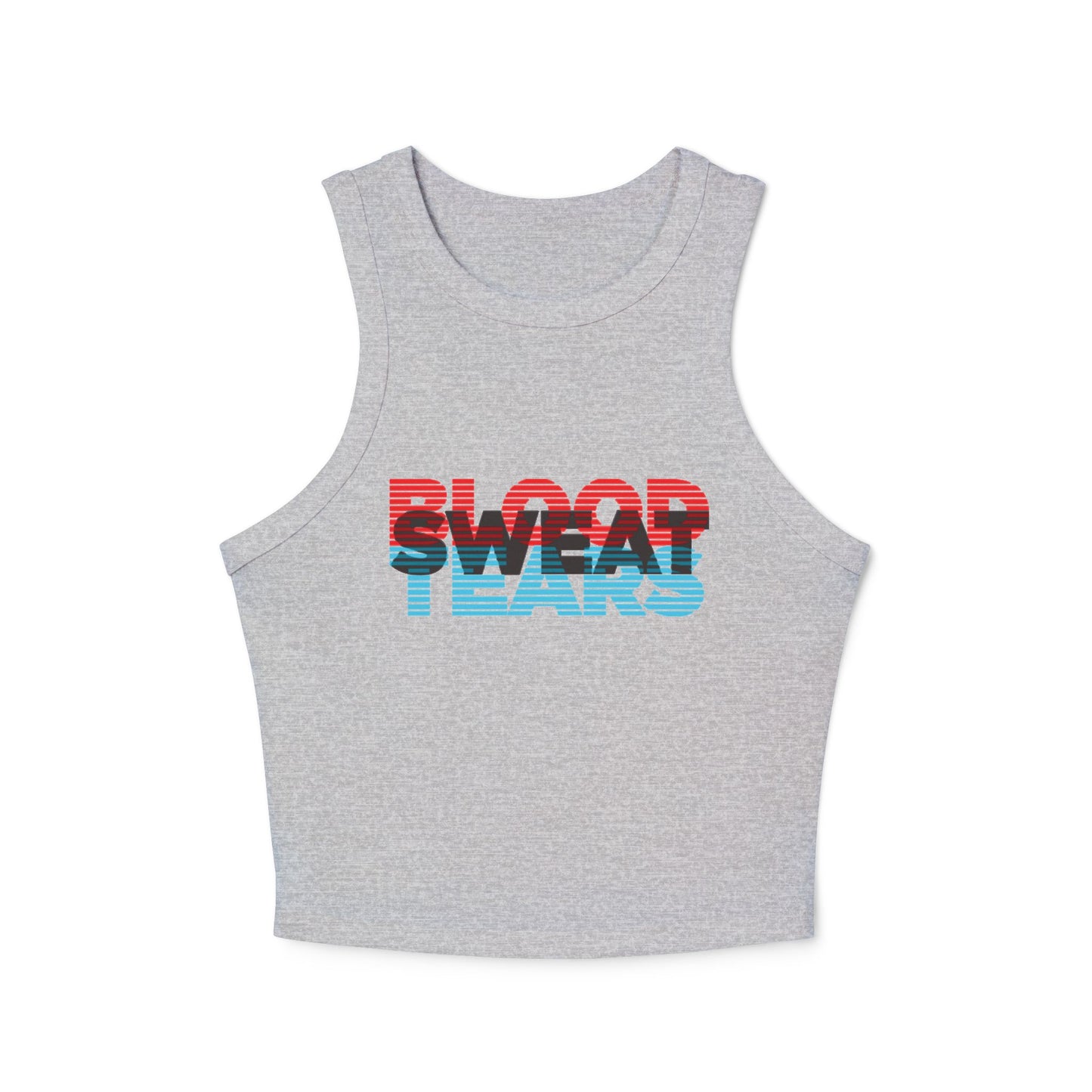 Blood Sweat & Tears Racer Tank Top — Retro Drip Graphic Crop Tank