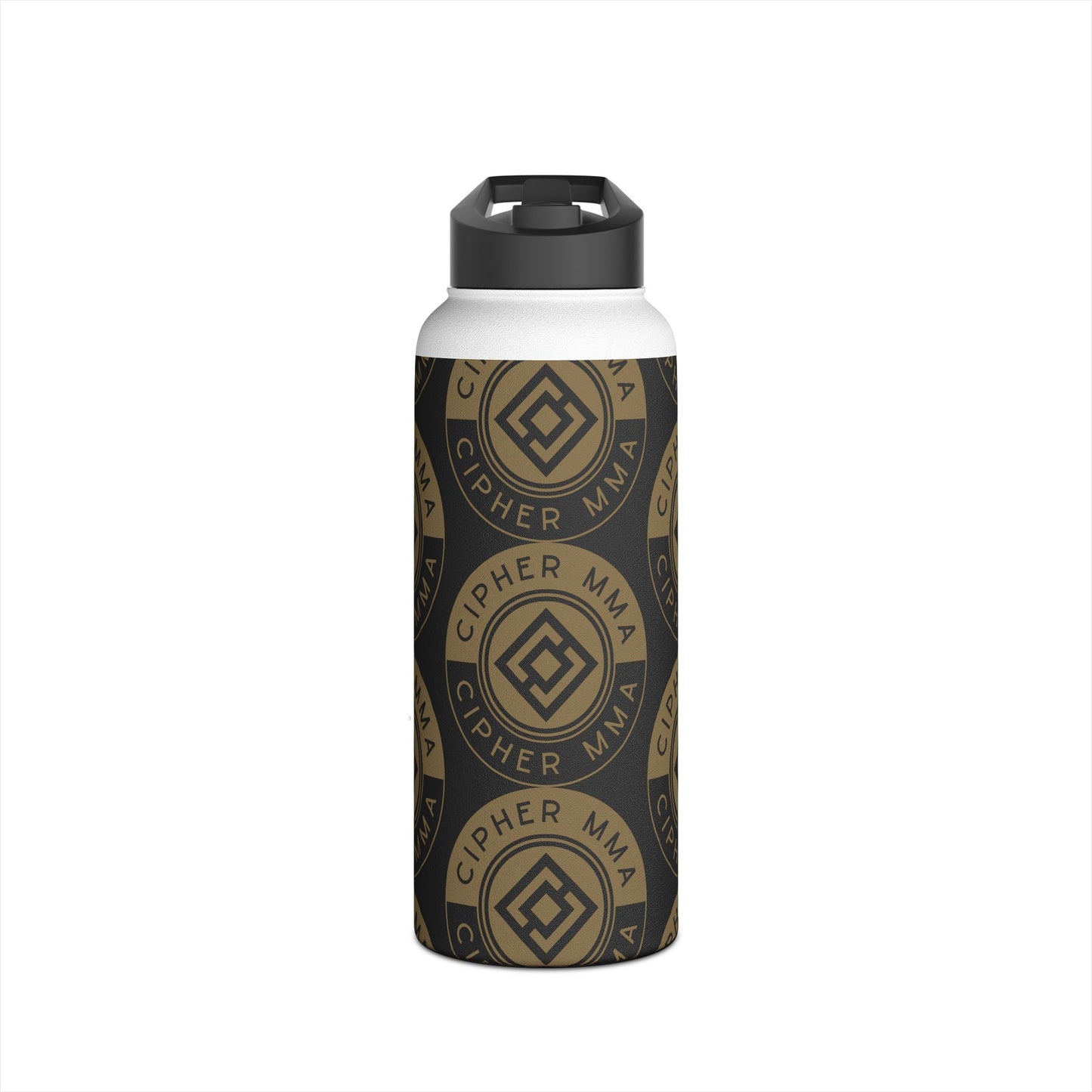 Cipher MMA Stainless Steel Water Bottle — Insulated Sports Bottle with Logo Pattern