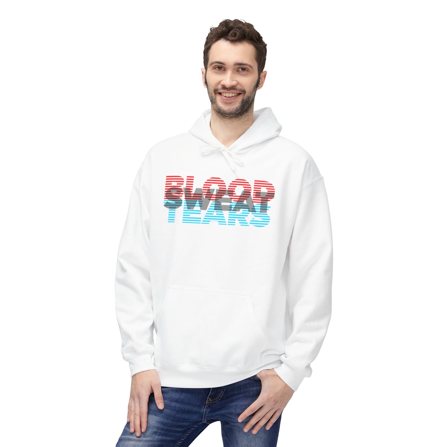 Blood, Sweat, & Tears Retro Surf Hoodie — Vintage 3D Stripe Graphic Hoodie
