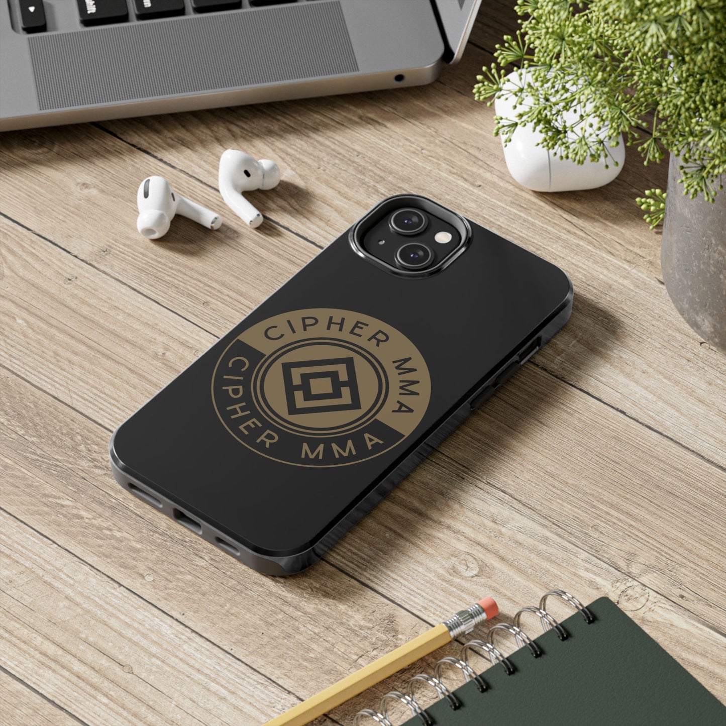 Cipher MMA Tough Phone Case — Black Protective Phone Cover with Gold Logo