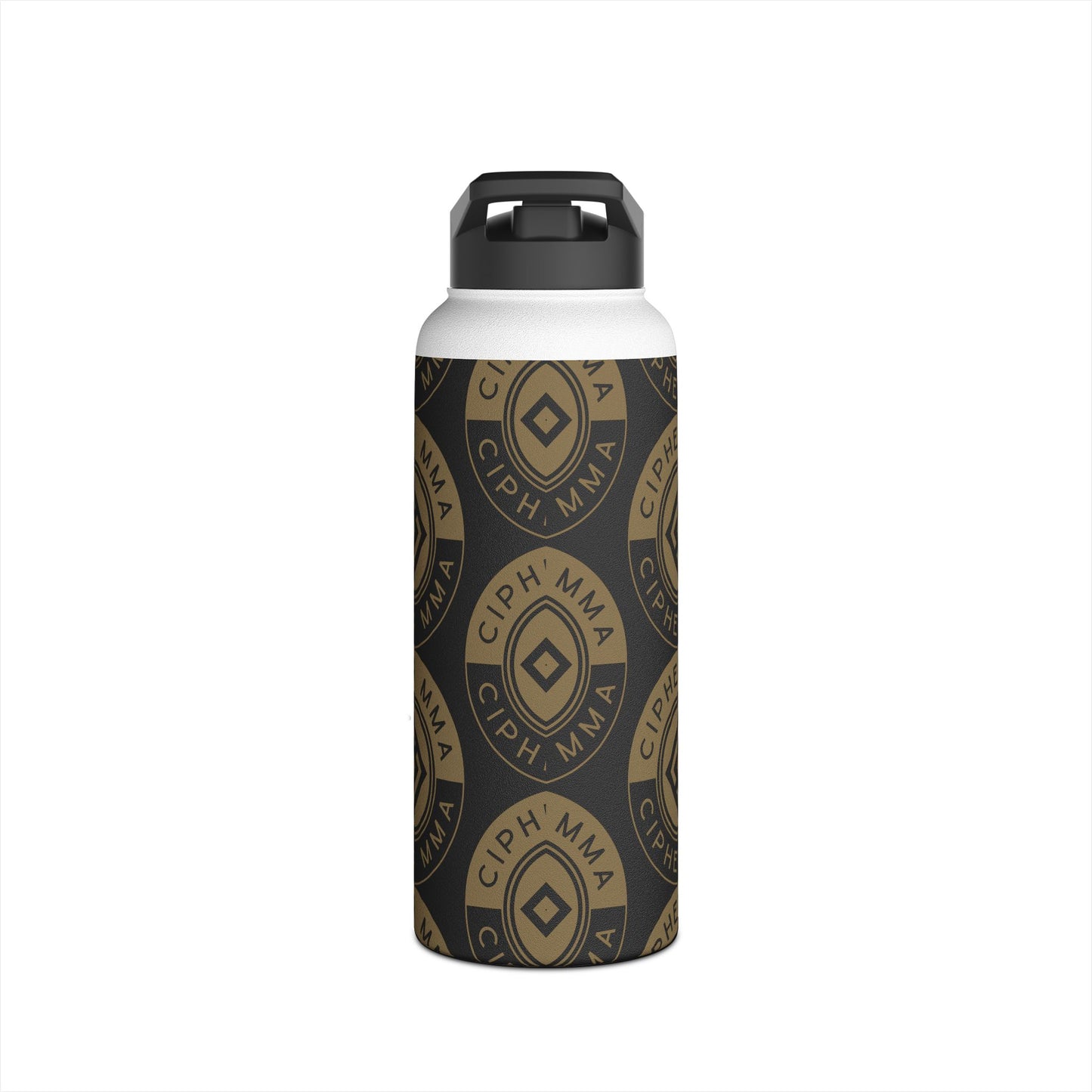 Cipher MMA Stainless Steel Water Bottle — Insulated Sports Bottle with Logo Pattern