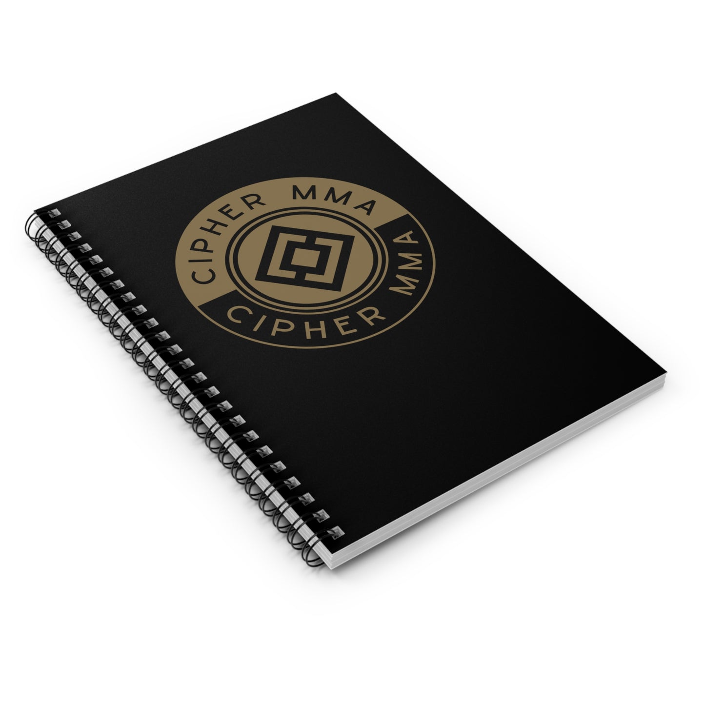 Cipher MMA Spiral Notebook — Black Ruled Journal with Gold Logo