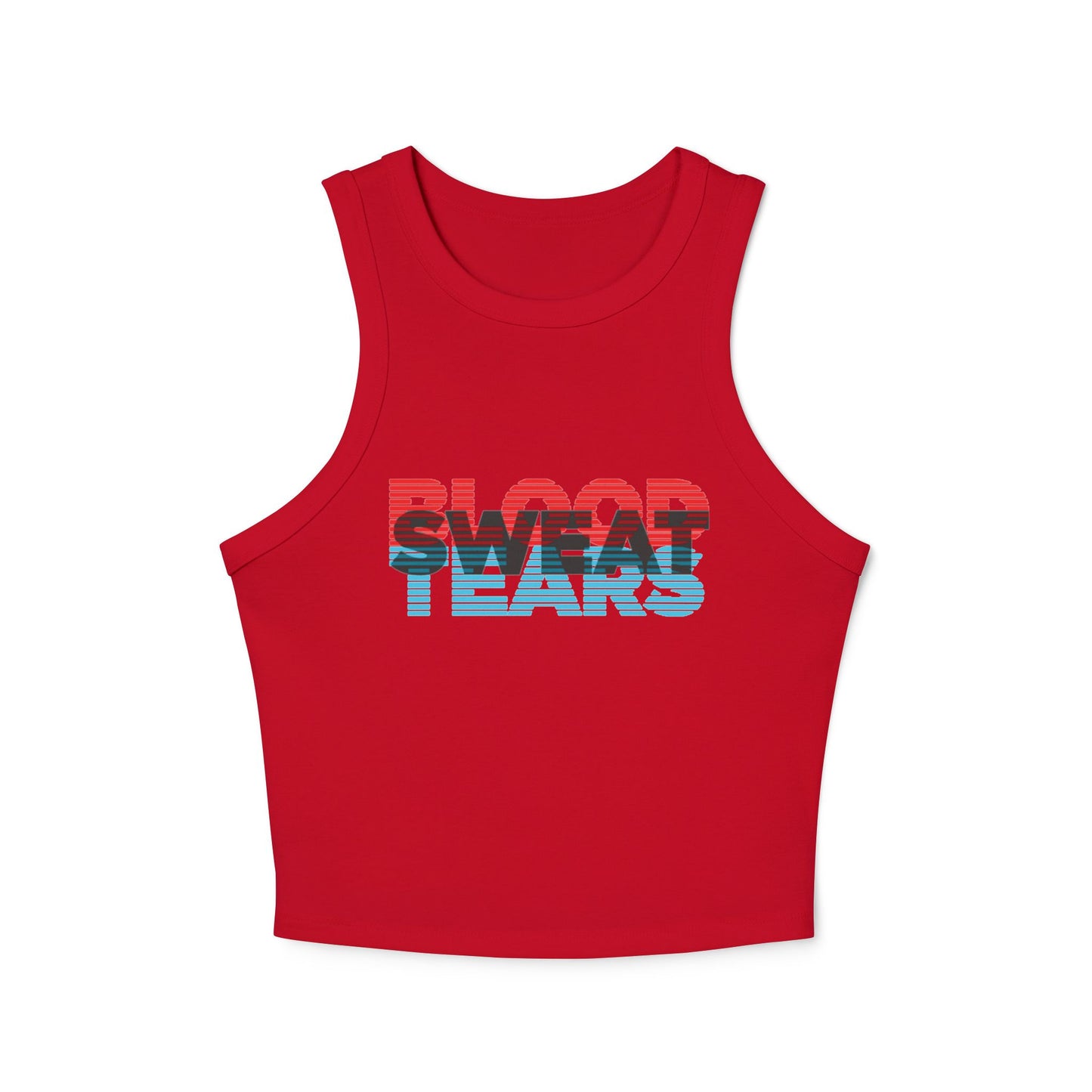 Blood Sweat & Tears Racer Tank Top — Retro Drip Graphic Crop Tank