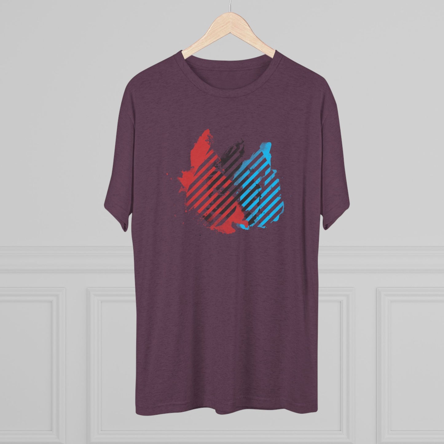 Butterfly Split Fade Blood, Sweat, & Tears Graphic Tee — Red Black & Blue Striped Design