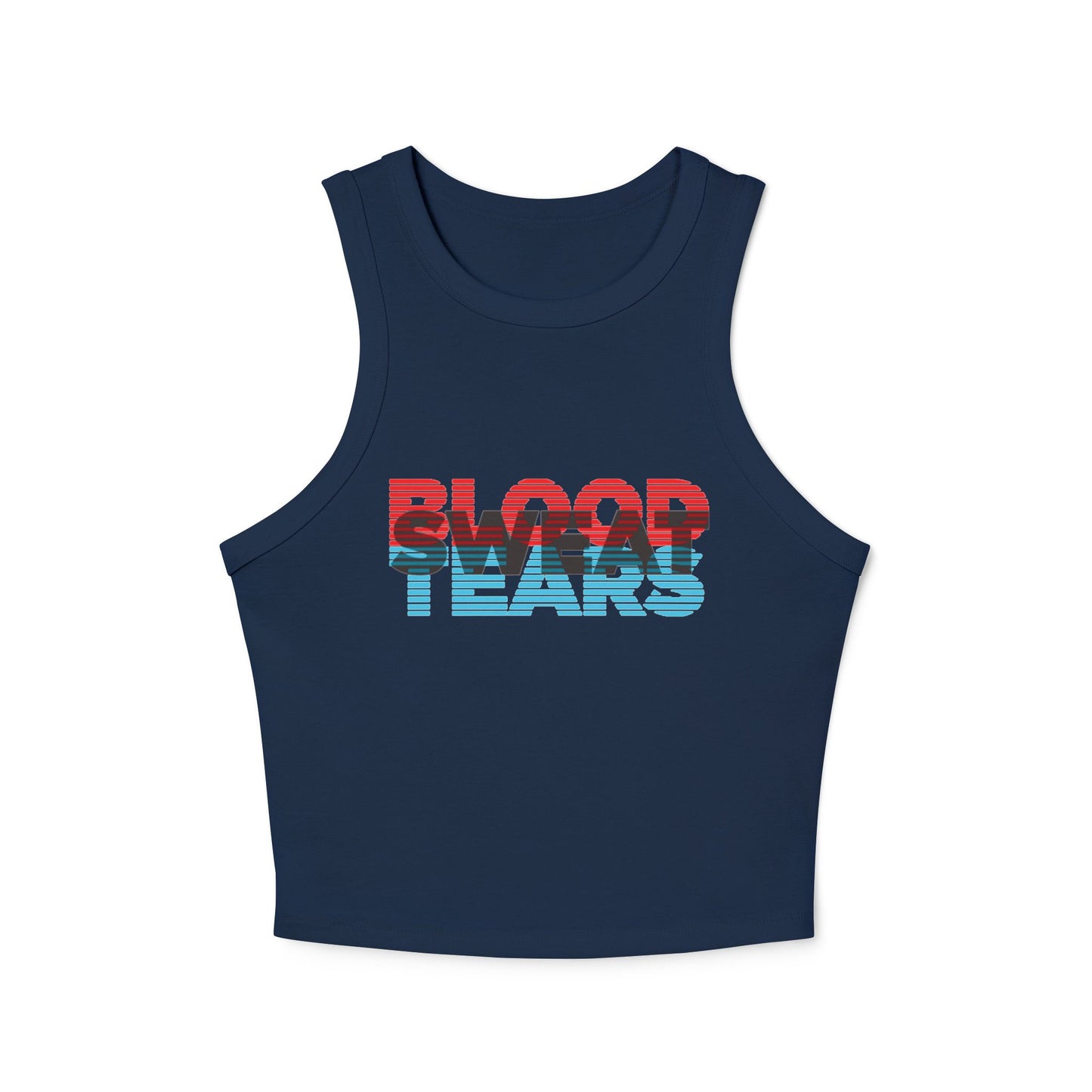 Blood Sweat & Tears Racer Tank Top — Retro Drip Graphic Crop Tank
