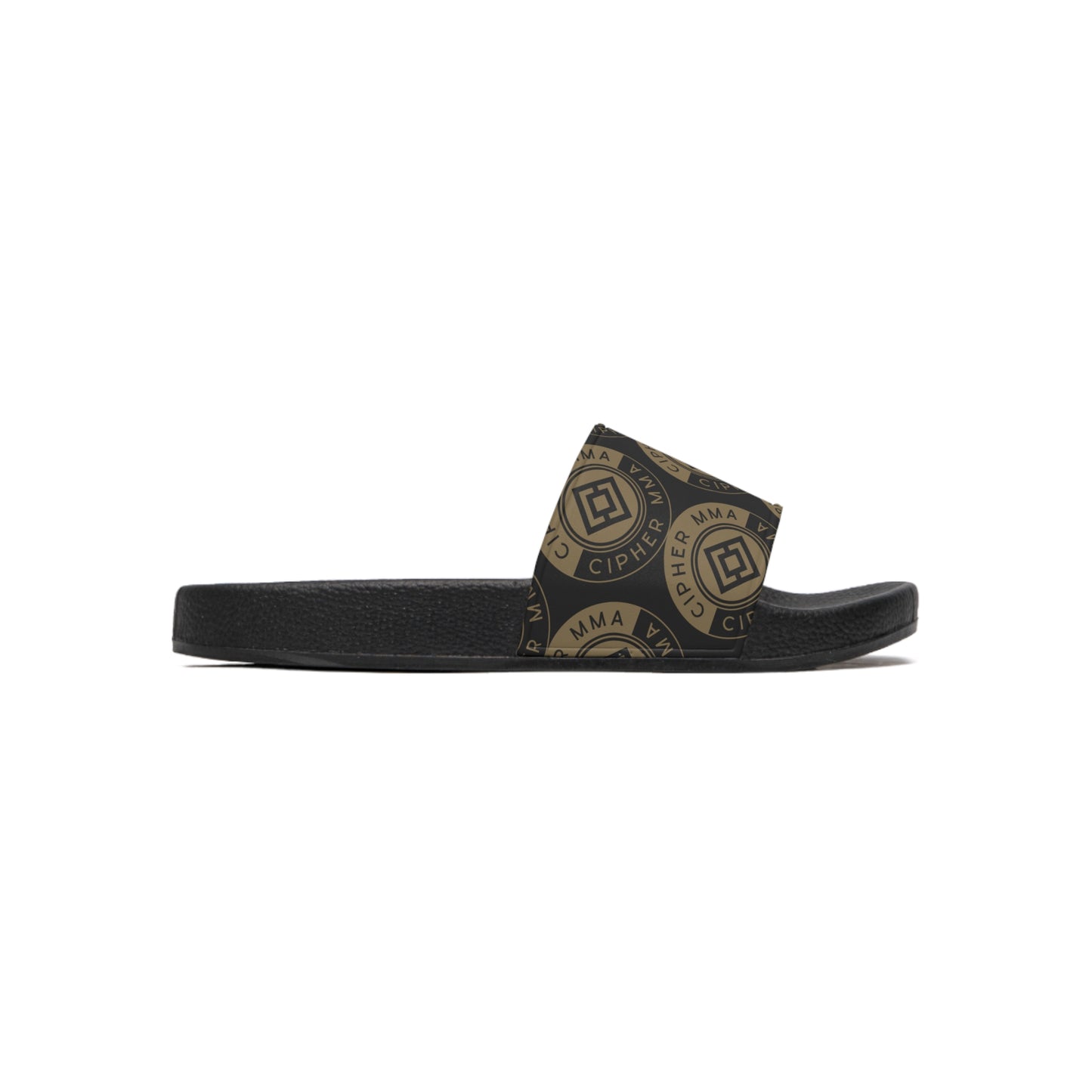 Cipher MMA Logo Slide Sandals — Men's Black Athletic Pool & Gym Slides