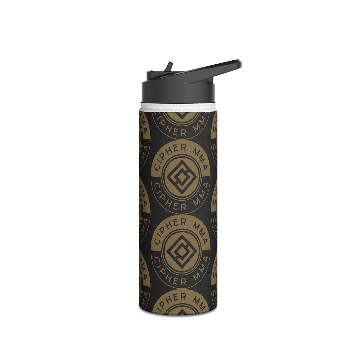 Cipher MMA Stainless Steel Water Bottle — Insulated Sports Bottle with Logo Pattern