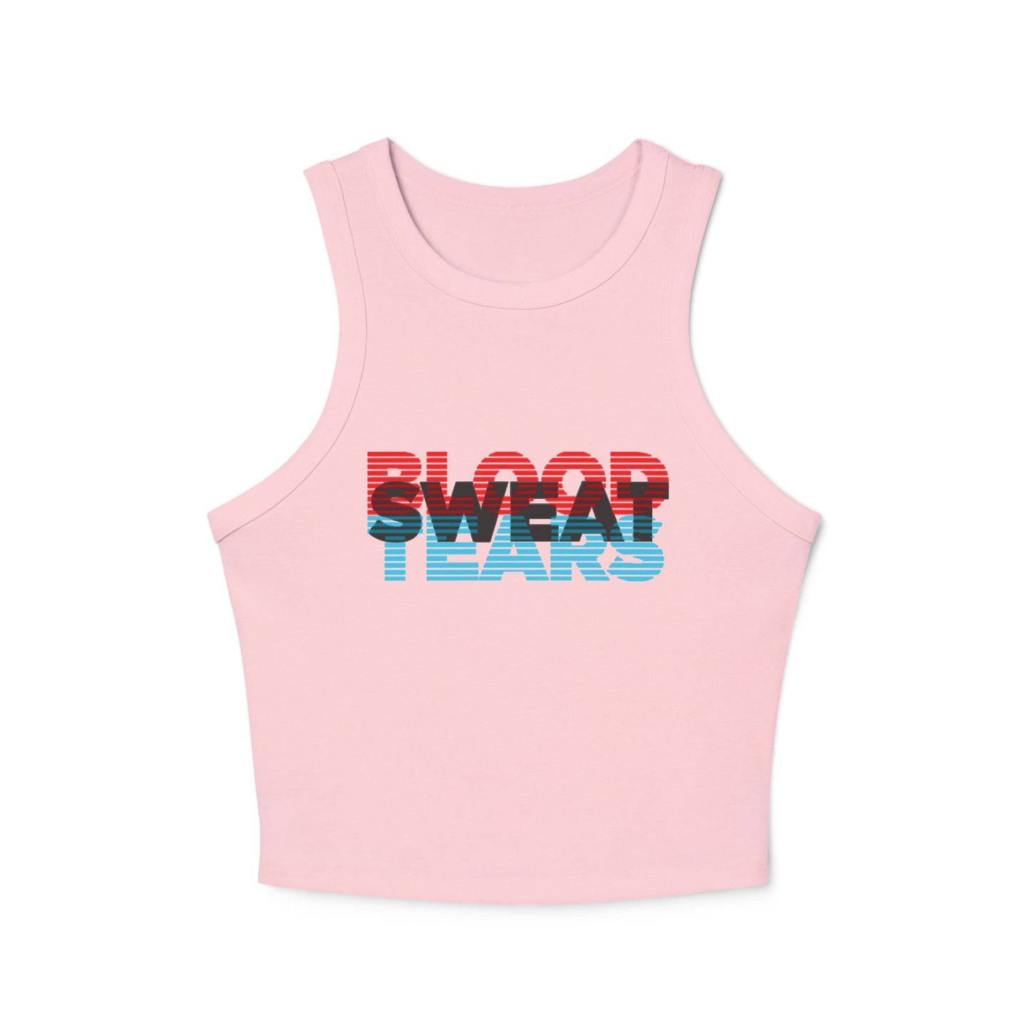 Blood Sweat & Tears Racer Tank Top — Retro Drip Graphic Crop Tank