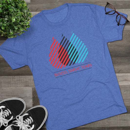 Blood, Sweat, Tears Crew Tee — Retro Striped Drops Graphic T-Shirt