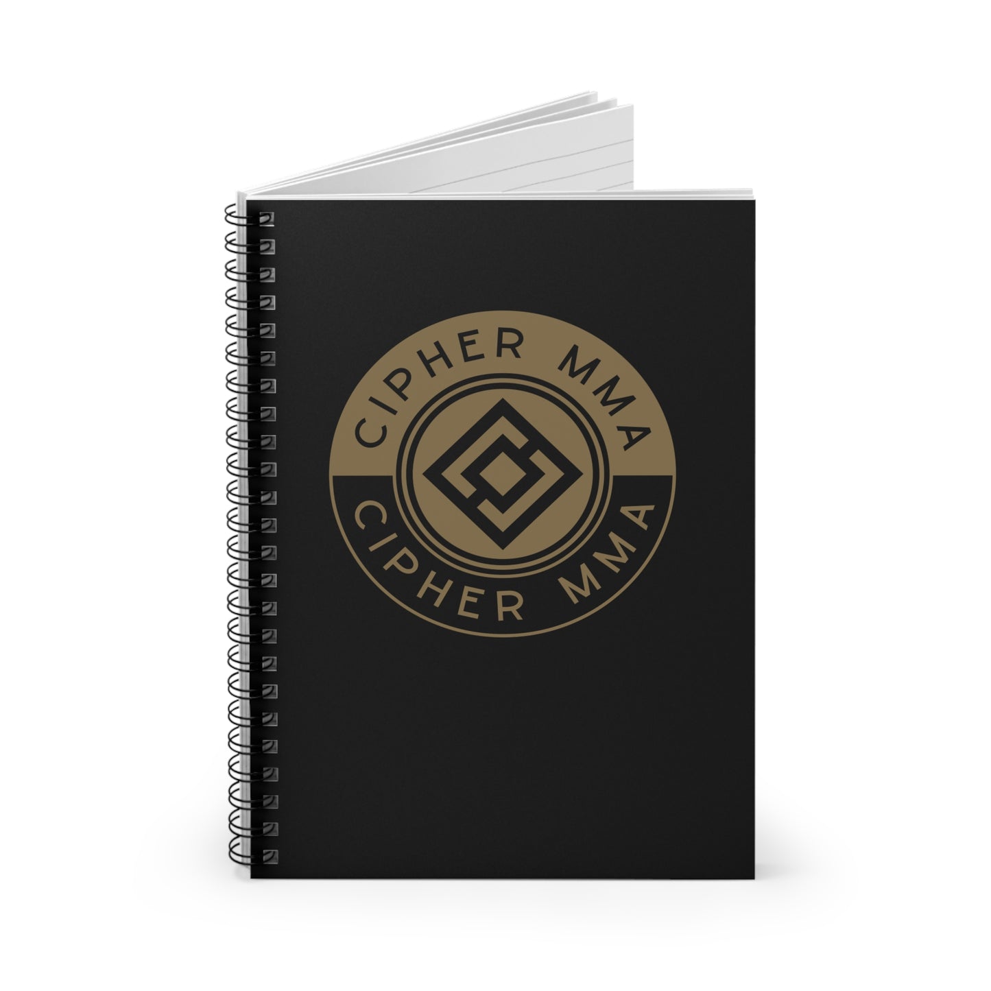 Cipher MMA Spiral Notebook — Black Ruled Journal with Gold Logo