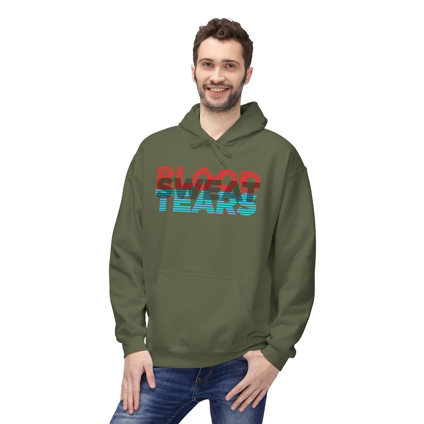 Blood, Sweat, & Tears Retro Surf Hoodie — Vintage 3D Stripe Graphic Hoodie